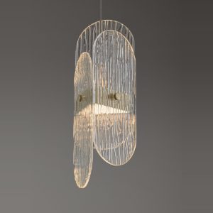 Lampada moderna oro ottone vetro a sospensione led 9w 3000k dimmerabile