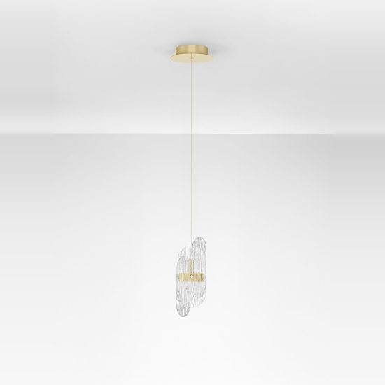Lampada moderna oro ottone vetro a sospensione led 9w 3000k dimmerabile
