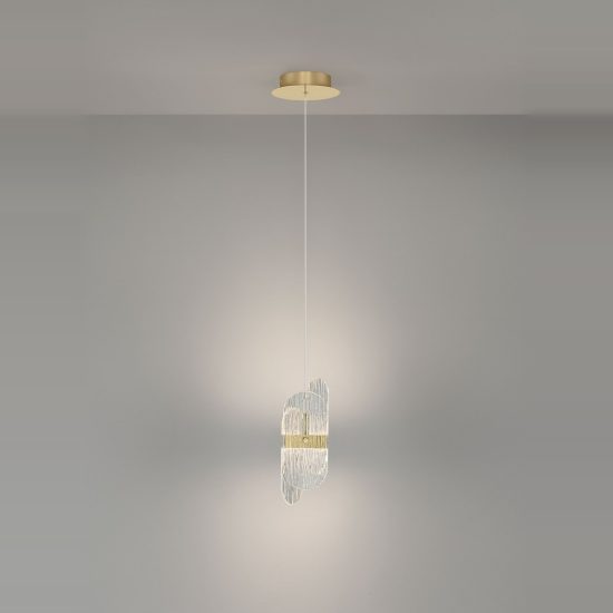 Lampada moderna oro ottone vetro a sospensione led 9w 3000k dimmerabile