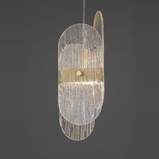 Lampadario led 20w 3000k dimmerabile per camera da letto contemporanea a sospensione oro ottone