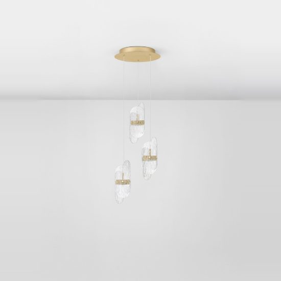 Lampadario led 20w 3000k dimmerabile per camera da letto contemporanea a sospensione oro ottone