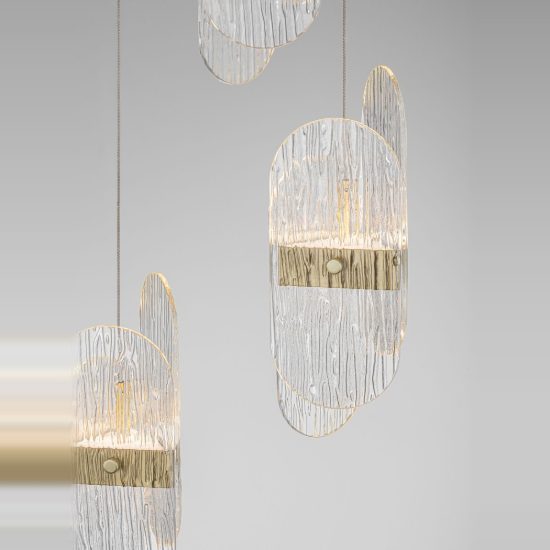 Lampadario led 20w 3000k dimmerabile per camera da letto contemporanea a sospensione oro ottone