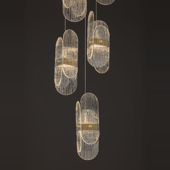 Lampadario per salone moderno a sospensione oro ottone led 34w 3000k dimmerabile
