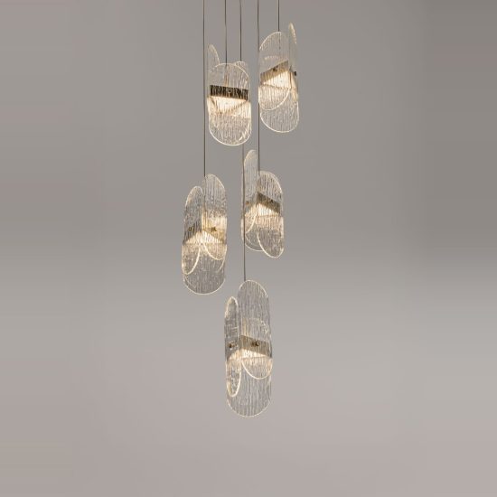 Lampadario per salone moderno a sospensione oro ottone led 34w 3000k dimmerabile