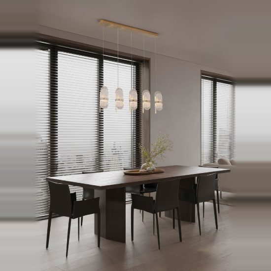 Lampadario per sala da pranzo moderna oro ottone a sospensione led 34w 3000k dimmerabile
