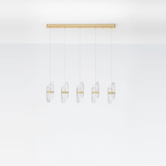 Lampadario per sala da pranzo moderna oro ottone a sospensione led 34w 3000k dimmerabile