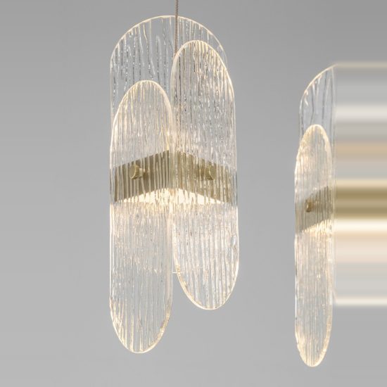 Lampadario per sala da pranzo moderna oro ottone a sospensione led 34w 3000k dimmerabile