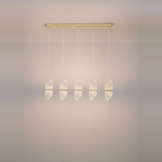 Lampadario per sala da pranzo moderna oro ottone a sospensione led 34w 3000k dimmerabile