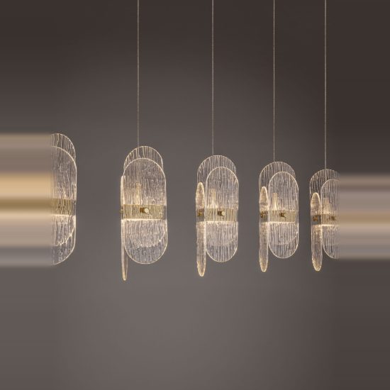 Lampadario per sala da pranzo moderna oro ottone a sospensione led 34w 3000k dimmerabile