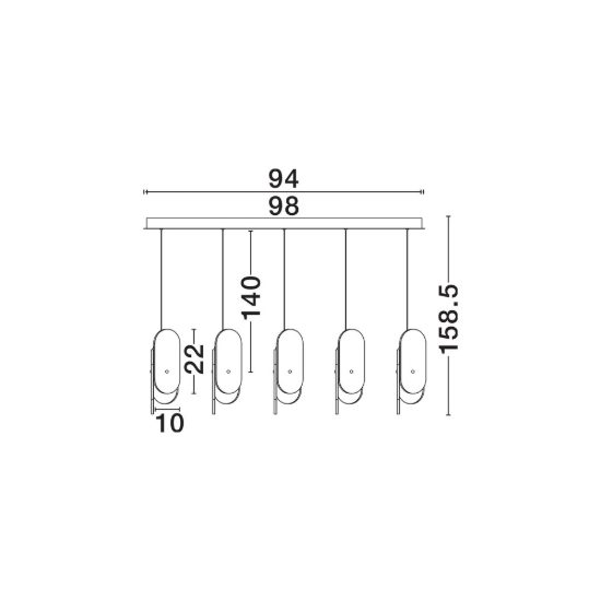 Lampadario per sala da pranzo moderna oro ottone a sospensione led 34w 3000k dimmerabile