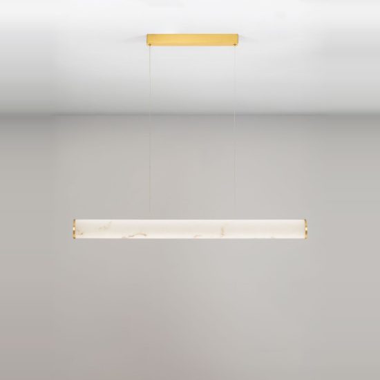 Lampadario effetto alabastro per isola cucina a sospensione lineare oro led 35w 3000k