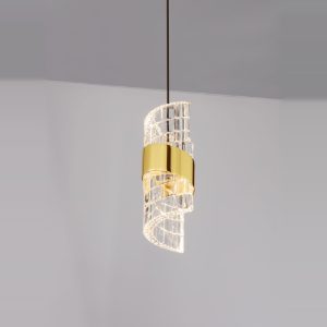 Lampada design elegante cilindrica oro platino e nero a sospensione led 8w 3000k