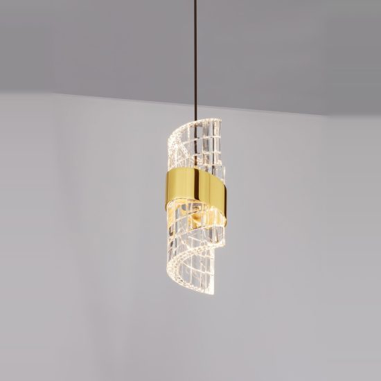 Lampada design elegante cilindrica oro platino e nero a sospensione led 8w 3000k
