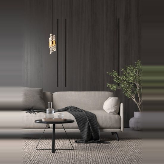 Lampada design elegante cilindrica oro platino e nero a sospensione led 8w 3000k