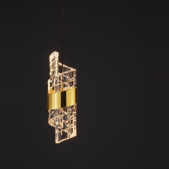 Lampada design elegante cilindrica oro platino e nero a sospensione led 8w 3000k
