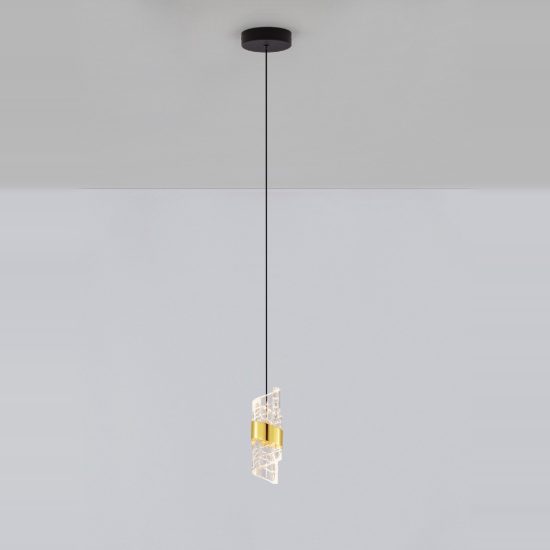 Lampada design elegante cilindrica oro platino e nero a sospensione led 8w 3000k