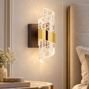 Applique led 9w 3000k moderna oro platino e nero sabbiato vetro per camera da letto