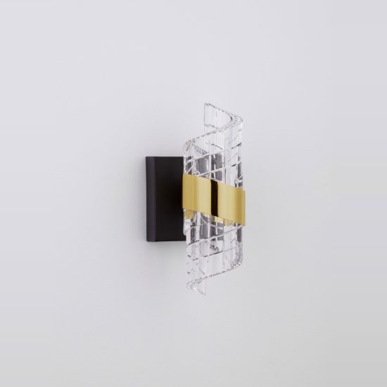 Applique led 9w 3000k moderna oro platino e nero sabbiato vetro per camera da letto