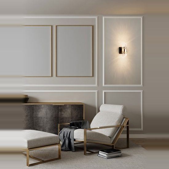 Applique led 9w 3000k moderna oro platino e nero sabbiato vetro per camera da letto