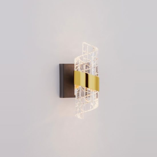 Applique led 9w 3000k moderna oro platino e nero sabbiato vetro per camera da letto