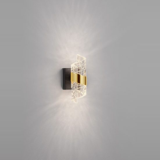 Applique led 9w 3000k moderna oro platino e nero sabbiato vetro per camera da letto