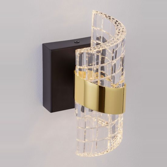Applique led 9w 3000k moderna oro platino e nero sabbiato vetro per camera da letto