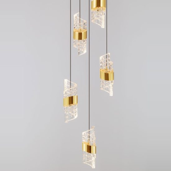 Lampadario per salotto moderno cilindrico oro nero a sospensione led 41w 3000k