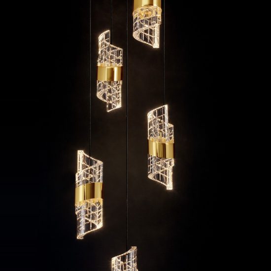 Lampadario per salotto moderno cilindrico oro nero a sospensione led 41w 3000k