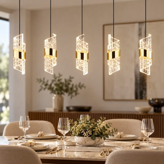 Lampadario per sala da pranzo moderno cilindrico oro nero a sospensione led 41w 3000k