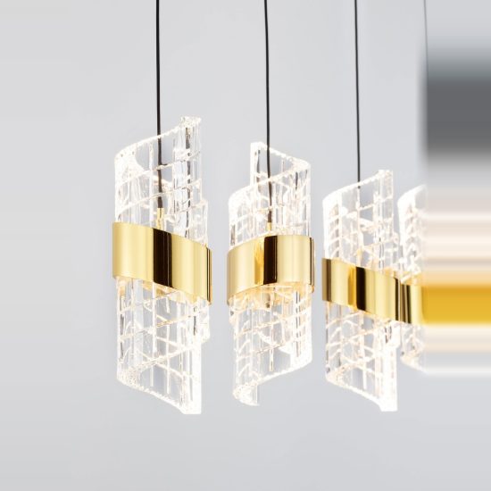Lampadario per sala da pranzo moderno cilindrico oro nero a sospensione led 41w 3000k
