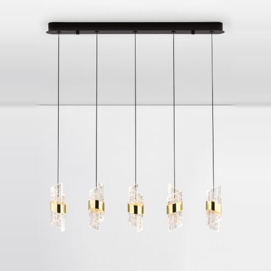 Lampadario per sala da pranzo moderno cilindrico oro nero a sospensione led 41w 3000k