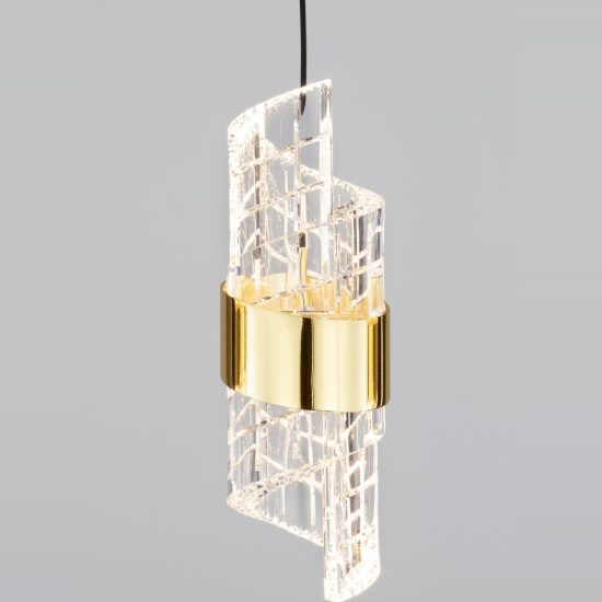 Lampadario per sala da pranzo moderno cilindrico oro nero a sospensione led 41w 3000k