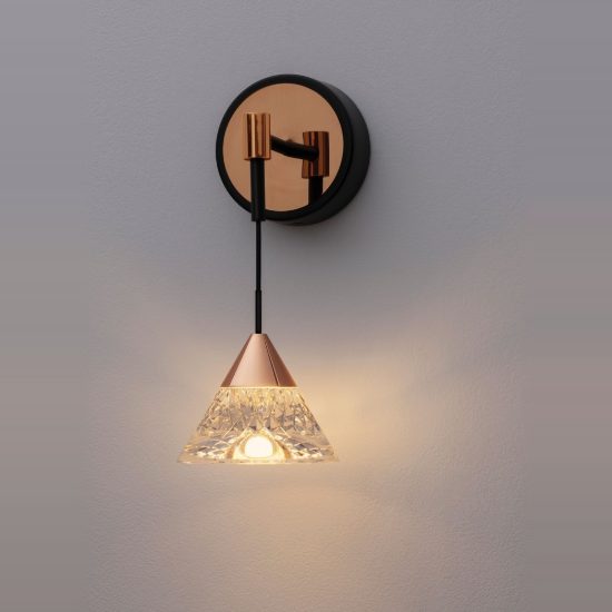 Applique per camera da letto moderna elegante oro rosa nero led 7w 3000k