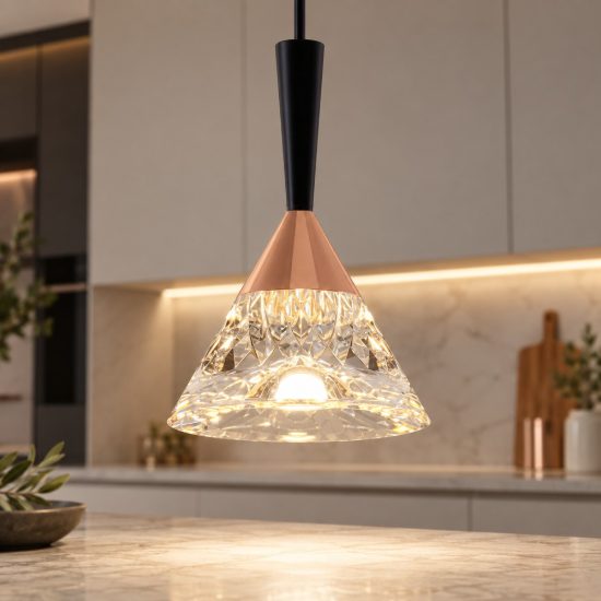 Lampada per cucina moderna a sospensione conica oro rosa led 7w 3000k