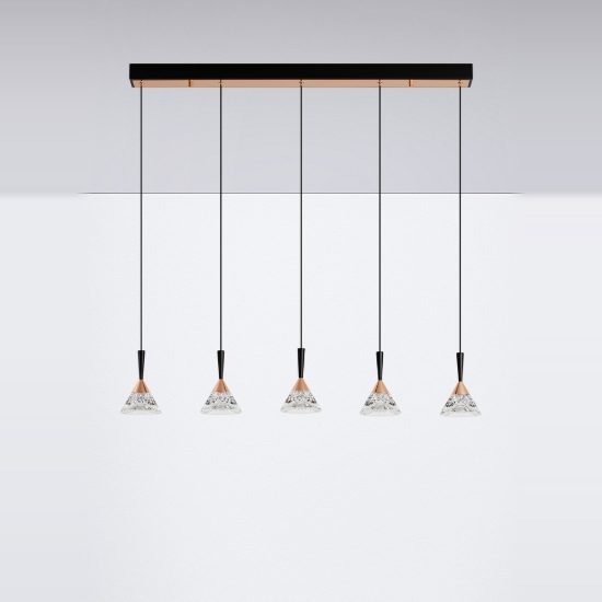 Lampadario a sospensione per tavolo cucina moderno oro rosa led 30w 3000k dimmerabile