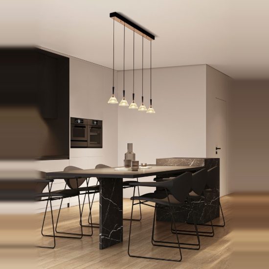 Lampadario a sospensione per tavolo cucina moderno oro rosa led 30w 3000k dimmerabile