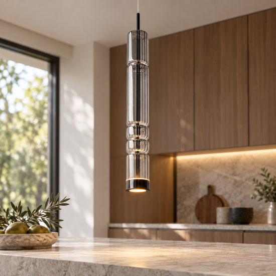 Maytoni ordo lampada per cucina moderna cilindrica nero a sospensione led 8w 3000k