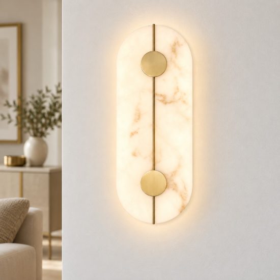 Applique effetto alabastro design elegante led 19w 3000k oro ottone