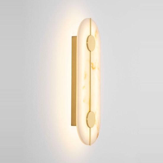 Applique effetto alabastro design elegante led 19w 3000k oro ottone