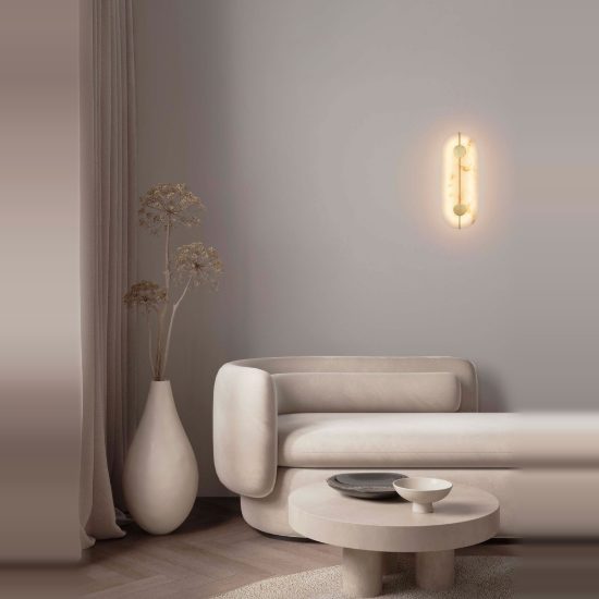 Applique effetto alabastro design elegante led 19w 3000k oro ottone