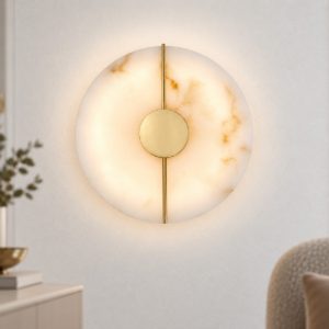Applique da parete oro ottone effetto alabastro led 12w 3000k
