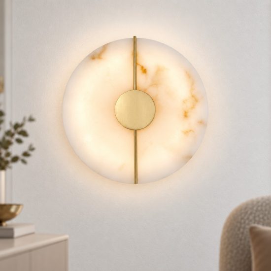 Applique da parete oro ottone effetto alabastro led 12w 3000k