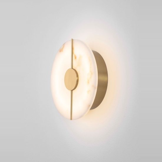 Applique da parete oro ottone effetto alabastro led 12w 3000k