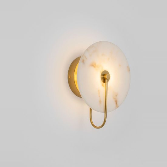 Applique led 6w 3000k da parete per salotto oro ottone effetto alabastro