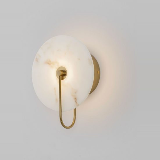 Applique led 6w 3000k da parete per salotto oro ottone effetto alabastro