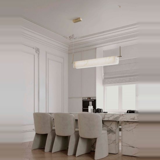 Lampadario a sospensione oro ottone led 35w 3000k effetto alabastro per sala da pranzo