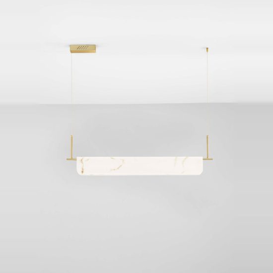 Lampadario a sospensione oro ottone led 35w 3000k effetto alabastro per sala da pranzo
