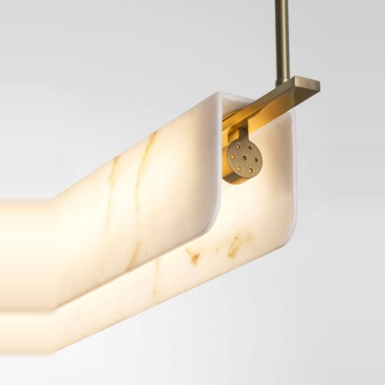 Lampadario a sospensione oro ottone led 35w 3000k effetto alabastro per sala da pranzo
