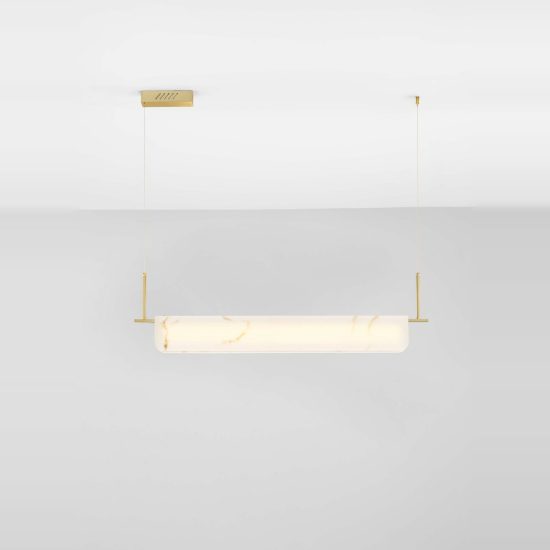 Lampadario a sospensione oro ottone led 35w 3000k effetto alabastro per sala da pranzo
