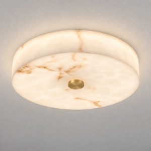 Plafoniera per cucina  disco oro ottone led 28w 3000k effetto alabastro